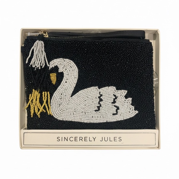 Sincerly Jules Handbags - Sincerely Jules Black Swan Beaded wristlet
